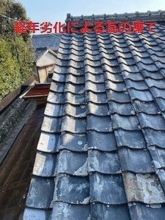 凍害にっよる瓦の経年劣化